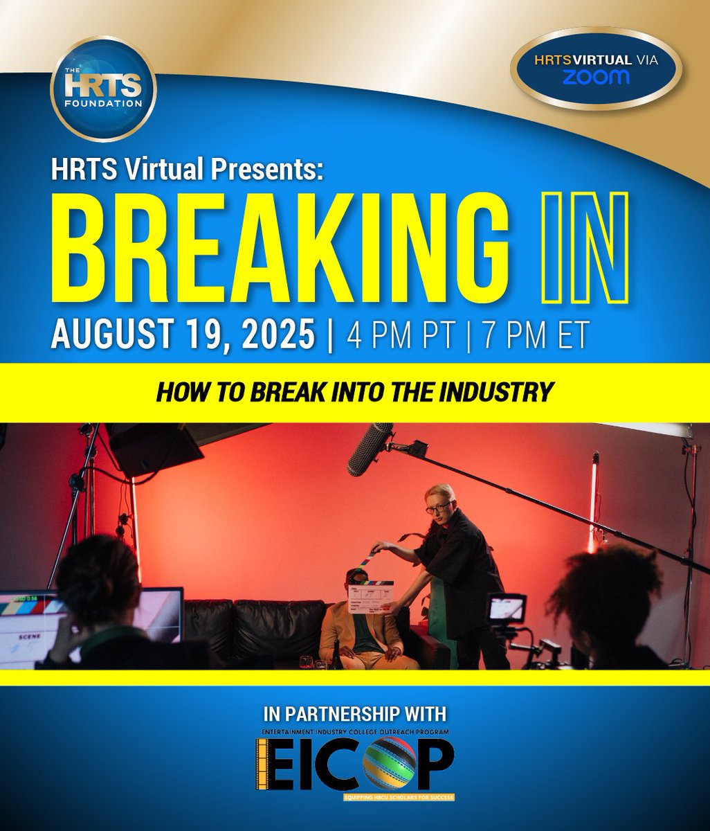 Interested in learning how to really break into a career in entertainment? Sign up for this free event from the premier org for networking, education and mentorship in the industry!

Register here: hrts.org/eventsmodule/#…