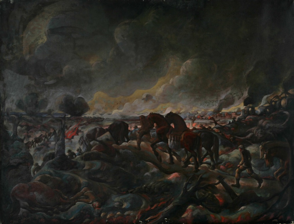 Passchendaele, a name soaked in mud and memory. 🌧️🎨

In 1917, Canadians fought fierce battles to capture Passchendaele ridge at a heavy cost, with over 15,000 casualties. This painting by Douglas W. Culham shows the devastation he saw.

🎨 Mud Road to Passchendaele, c. 1917