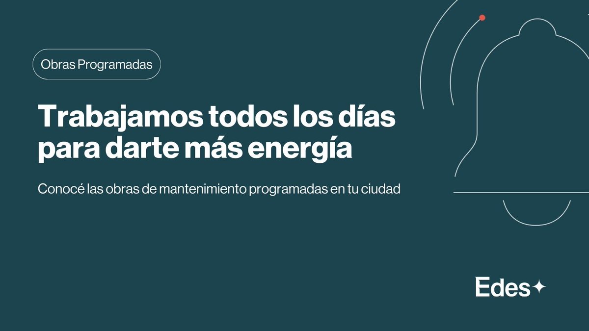 Todos los días trabajamos para darle más energía a nuestra comunidad en el marco de nuestro plan de obras y de mantenimiento. Para conocer las obras programadas ingresa en infoedes.com/obras-en-tu-ba…