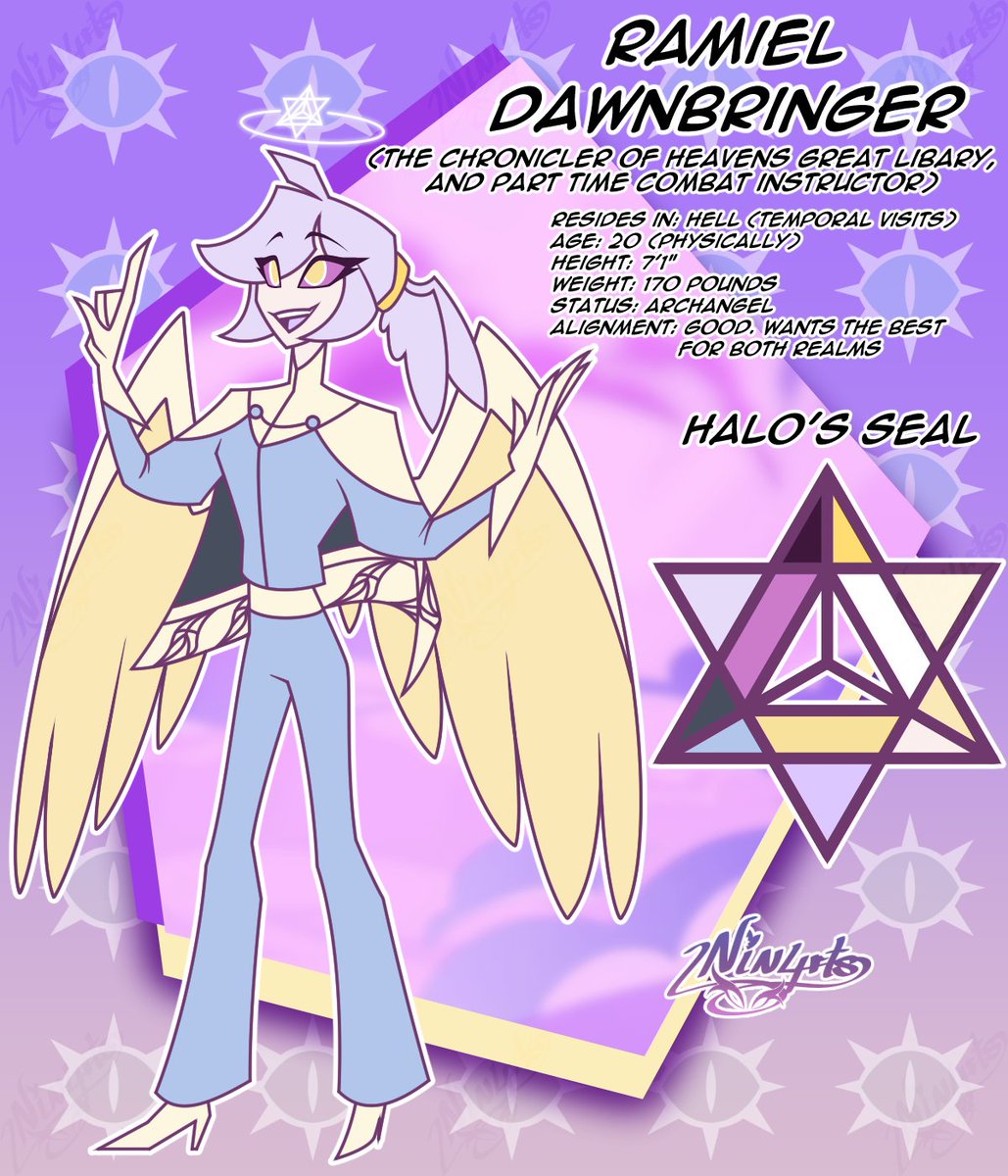 Ninarts4's tweet photo. Our Chronicler is on the city!

Ramiel stands up for Heaven and Hell!!

Oc sheet commission for Bevlon on 🦋 and discord!

#archangel #ocart #refsheet #HazbinHotel #HazbinHotelOC #characterdesign #newangel https://t.co/J998u30RwJ