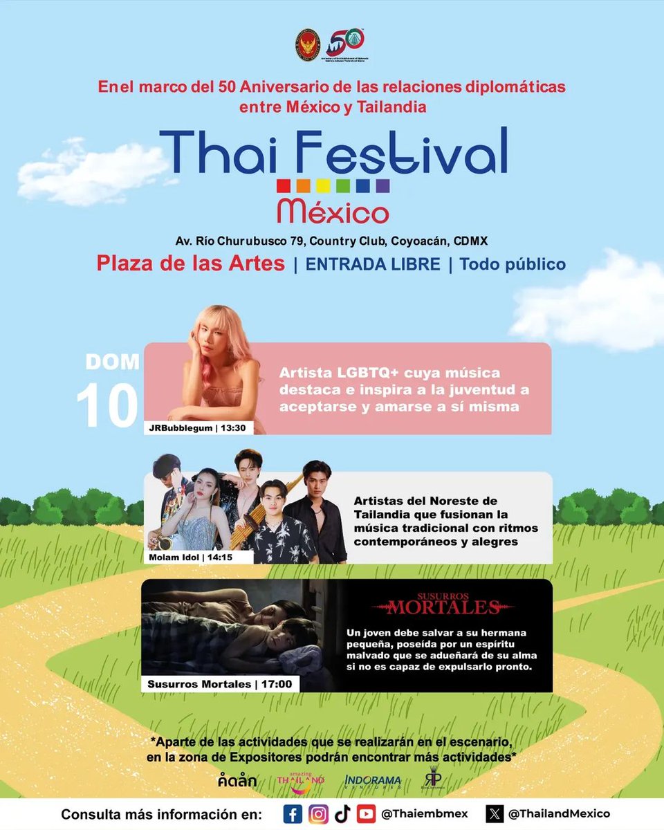 Star Thai Studio (@starthaistudio) on Twitter photo 🇹🇭✨ ¡Todo listo para el Thai Festival 2025! ✨🇹🇭
Consulta el cronograma oficial en <a href="/ThailandMexico/">Tailandia en México 🇹🇭🇲🇽</a> y prepárate para dos días de cultura tailandesa en su máxima expresión, este 9 y 10 de agosto en el CENART.
📍 CDMX | 🕚 11.00 a 19.00 hrs
ORGANIZA TU VISITA
❗ENTRADA LIBRE❗ 🇹🇭✨ ¡Todo listo para el Thai Festival 2025! ✨🇹🇭
Consulta el cronograma oficial en <a href="/ThailandMexico/">Tailandia en México 🇹🇭🇲🇽</a> y prepárate para dos días de cultura tailandesa en su máxima expresión, este 9 y 10 de agosto en el CENART.
📍 CDMX | 🕚 11.00 a 19.00 hrs
ORGANIZA TU VISITA
❗ENTRADA LIBRE❗