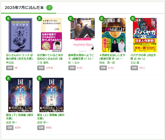 先月読んだ本はこの7冊でした～ どれも面白かったけど、一冊挙げると