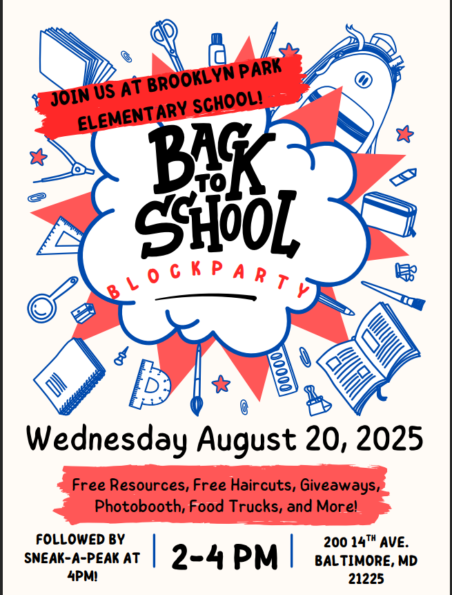 Join us for Back To School Block Party on Wednesday, August 20th from 2-4, followed by a Sneak a Peek of the school at 4pm. Únete a nosotros para la Fiesta de Regreso a Clases el miércoles 20 de agosto de 2 a 4, seguido de un Vistazo Previo de la escuela a las 4 p.m.