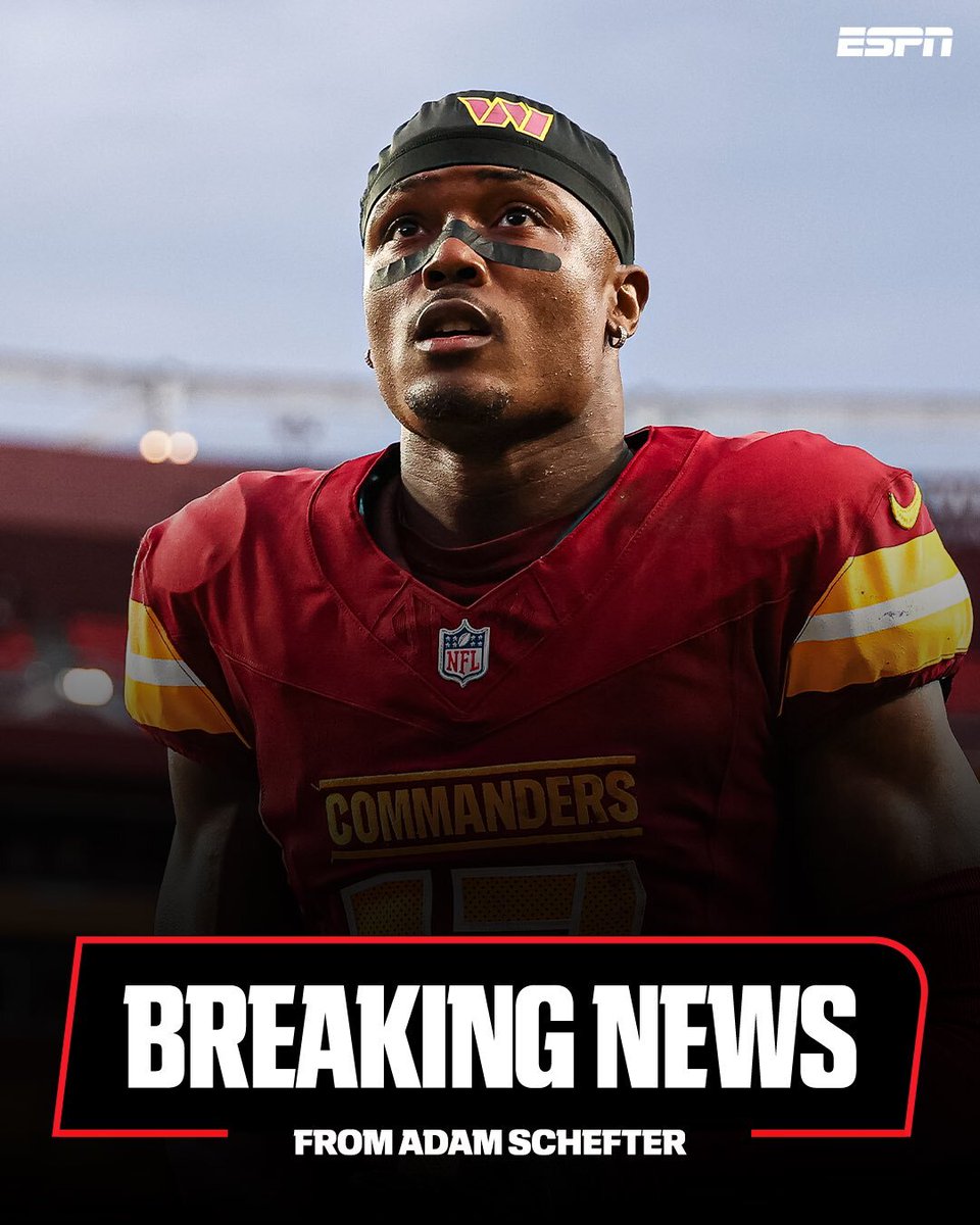 ESPN (@espn) on Twitter photo Breaking: Terry McLaurin has requested a trade from the Commanders, per <a href="/AdamSchefter/">Adam Schefter</a>.
Jordan Schultz was first to report. Breaking: Terry McLaurin has requested a trade from the Commanders, per <a href="/AdamSchefter/">Adam Schefter</a>.
Jordan Schultz was first to report.