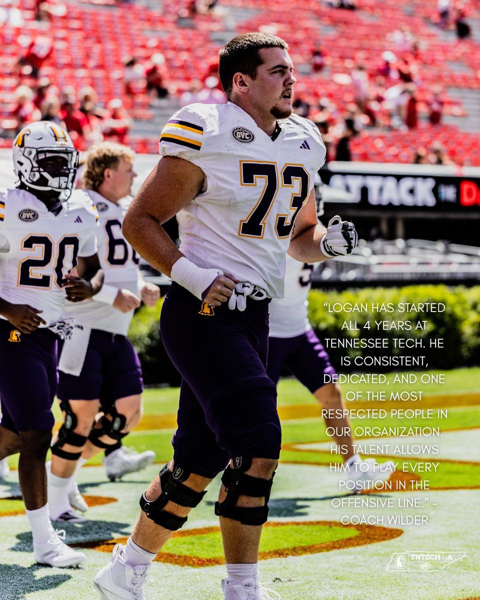 TNTechFootball's tweet photo. Introducing Captain: Logan Weedman.

Logan is a 1st year Captain. His veteran presence and versatility on the O-Line is exactly why he has been voted to be a Captain.

#AimHigh | #WingsUp https://t.co/iJdHKPzJjf