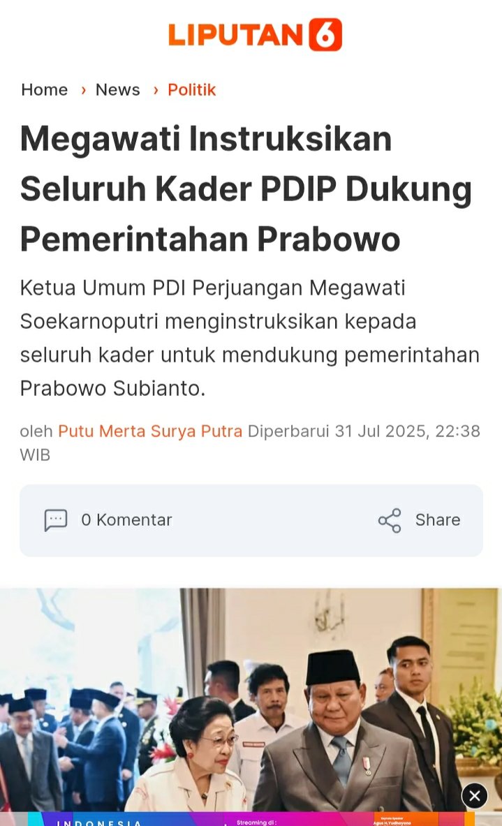 Barter POLITIk.. GILA
Ini sudah hancurkan  HUKUM 
POLITIK jadi PANGLIMA .
Awal kehancuran hukum .
Saran kami   Wapres GIBRAN d yg lainnya MENGUNDURKAN DIRI .
Sepertinya 
Elektabilitas Prabowo hancur.
Tuntut PILPRES ULANG. 
GIBRAN jadi PRESIDEN 
Selamatkan NEGARA' INI. 🙏🏻
