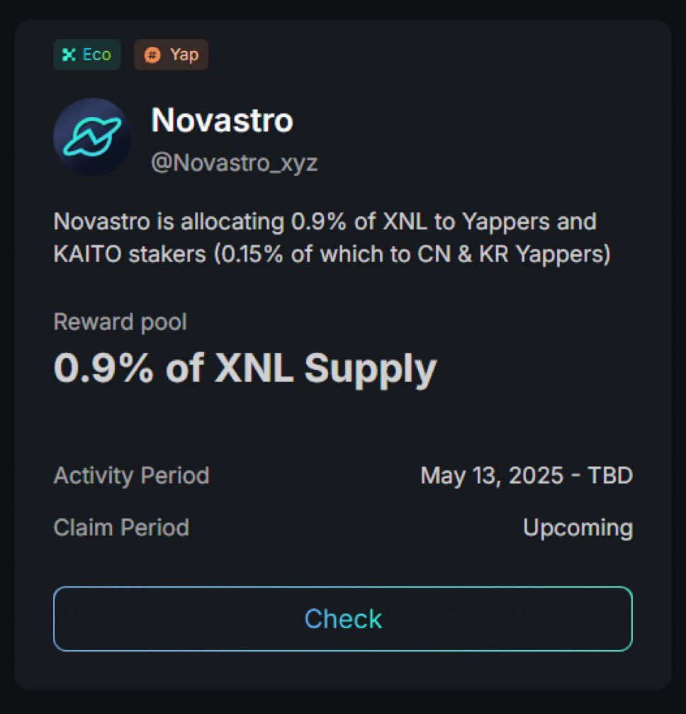 Paul-Fx (@paulfxceo) on Twitter photo Just so you know
The total Yapper allocation for <a href="/Novastro_xyz/">Novastro | RWAfi</a> is now 0.9% of the total $XNL supply.
That alone shows how much Novastro values its community, just like itās serious about making tokenization simple.
Most of you arenāt ready for whatās coming. Be there. Just so you know
The total Yapper allocation for <a href="/Novastro_xyz/">Novastro | RWAfi</a> is now 0.9% of the total $XNL supply.
That alone shows how much Novastro values its community, just like itās serious about making tokenization simple.
Most of you arenāt ready for whatās coming. Be there.