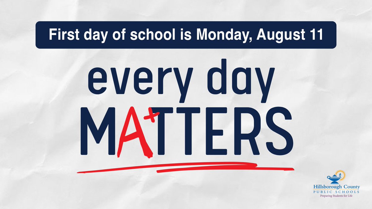Young Middle Magnet School (@youngmiddlehcps) on Twitter photo It's hard to believe we're less than two weeks away from the first day of school. Consistent attendance is important every day! We're excited to see all students return on Monday, August 11! Let's work together to start the year strong.  <a href="/HillsboroughSch/">Hillsborough Schools</a> <a href="/MagnetHCPS/">HCPS Magnet Programs</a> It's hard to believe we're less than two weeks away from the first day of school. Consistent attendance is important every day! We're excited to see all students return on Monday, August 11! Let's work together to start the year strong.  <a href="/HillsboroughSch/">Hillsborough Schools</a> <a href="/MagnetHCPS/">HCPS Magnet Programs</a>