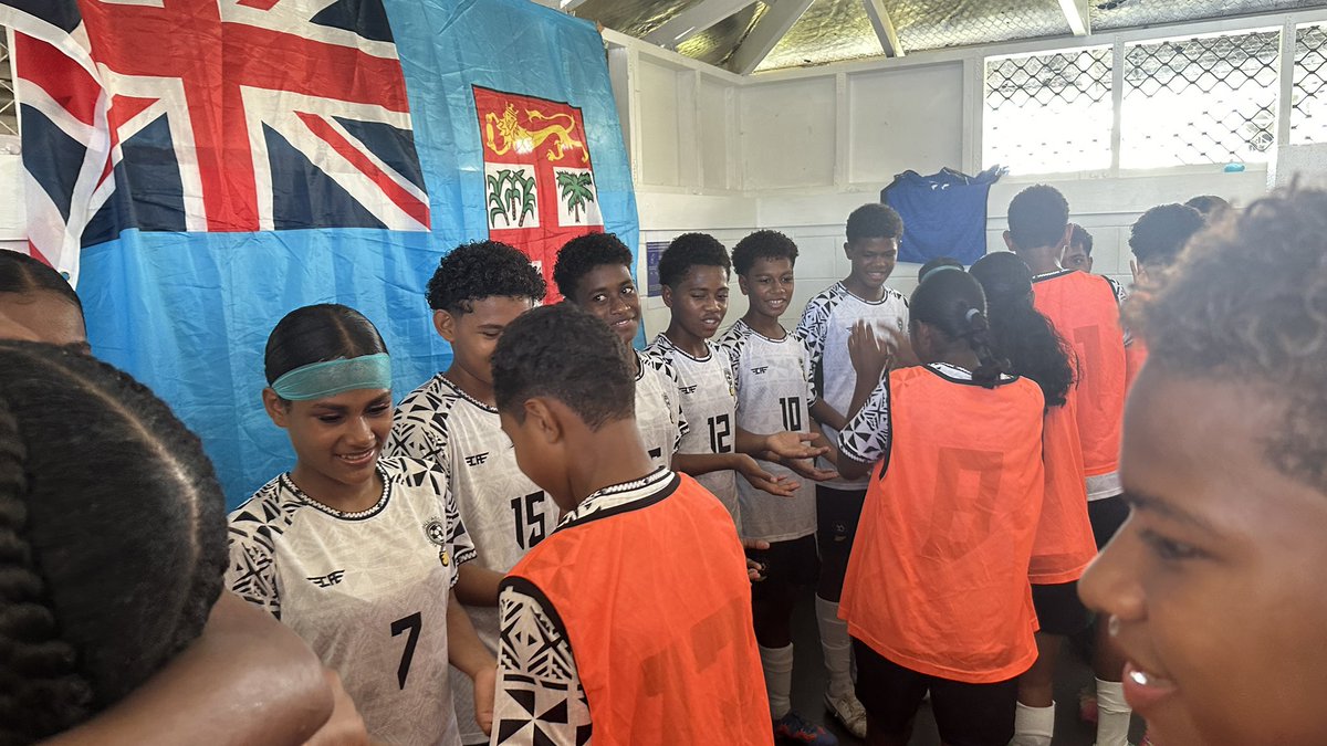 FijiFootball_'s tweet photo. The Junior Kulas head into the dressing room at half-time with a 2-0 lead over Tahiti. Goals from captain Teonila Levuiciva and Adi Reva have given Fiji a strong start to their OFC U16 Womenβs Championship opener. #JuniorKulas #OFCU16 #FijiFootball #HalftimeUpdate https://t.co/28BwPWE8Tn
