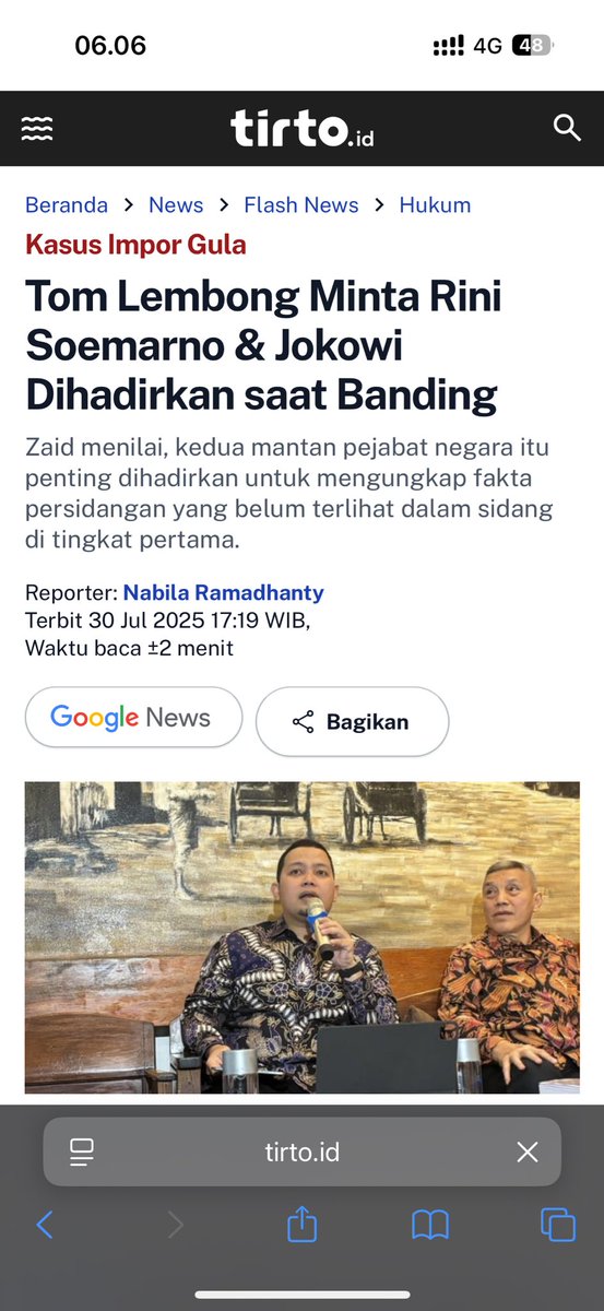 Kalau Tom Lembong nggak dapat Abolisi, emang siap Mulyono untuk hadir? Wkwkwkwk.