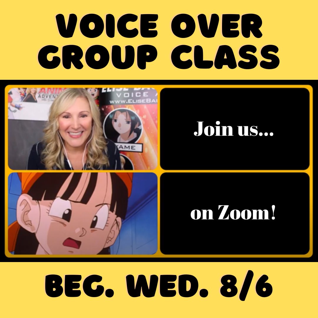 Join me for my next Intro to Voice Acting class beg. Wed. 8/6 on Zoom for 5 weeks! 🎙️

➡️ Go to elisecoaches.com/groupclass for details.

We will cover the craft (in a variety of VO genres), the tools, &amp; the business of #voiceacting.

#voiceactor #voiceoverclass #elisecoachesvo