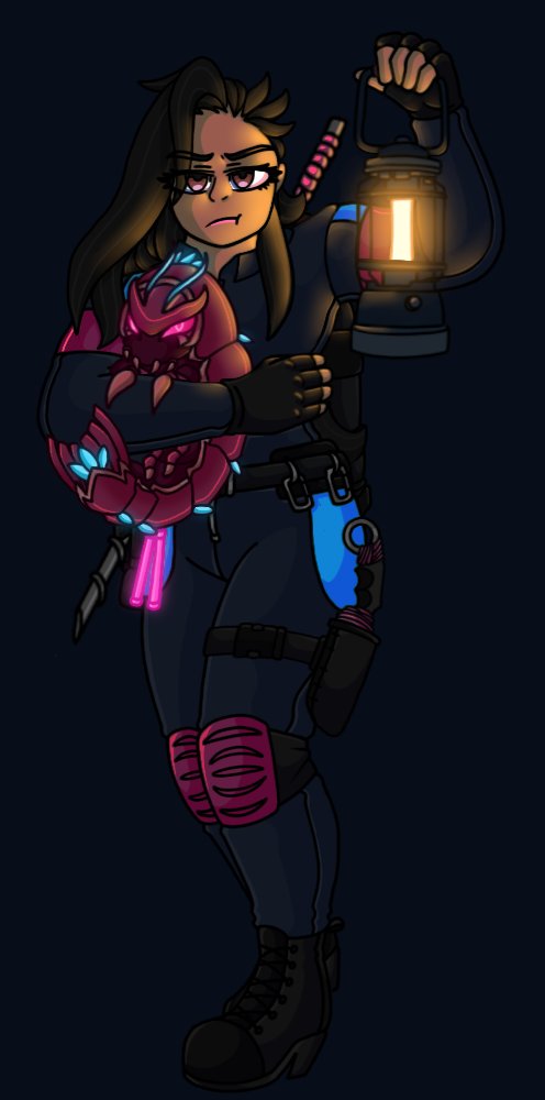 crystalofhope's tweet photo. @GApplePlay This is Magnus and Z-37 (Parasite)

'Para' is based on the tongue eating loach for larger prey and fish. But can also attach to humans. It uses a pink toxin and mist to control and take over the bodies it occupies. 

Magnus is a cocky and reckless gal hell bent on her survival. https://t.co/oXh0oRhA9U