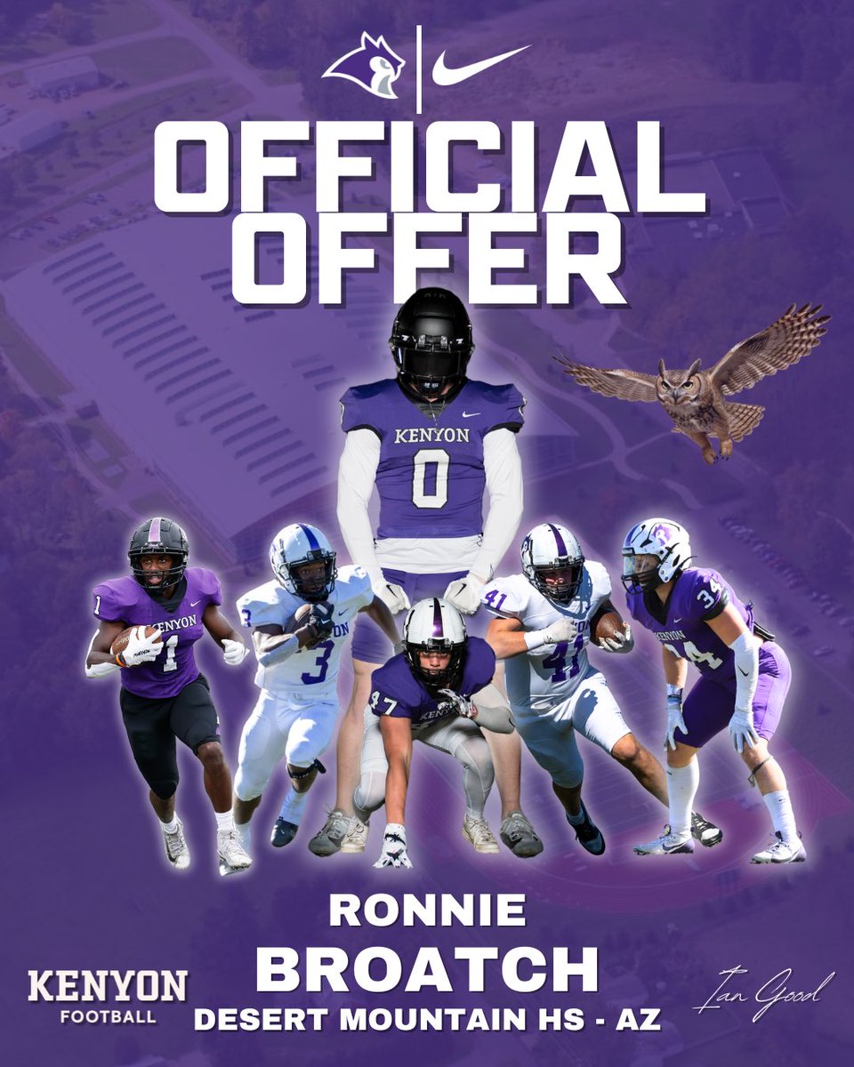 Ronnie Broatch (@ronnie_broatch) on Twitter photo After a great talk with <a href="/IanMGood/">Ian Good</a> and <a href="/Coach_Cattrell/">Blake Cattrell</a> I am blessed to receive an offer of full support through the admissions process from <a href="/KenyonFootball/">Kenyon Football</a>! #TAKEFLIGHT” <a href="/DMWolvesFB/">Desert Mountain Wolves Football</a> <a href="/coachconrad41/">Coach Conrad Hamilton</a> After a great talk with <a href="/IanMGood/">Ian Good</a> and <a href="/Coach_Cattrell/">Blake Cattrell</a> I am blessed to receive an offer of full support through the admissions process from <a href="/KenyonFootball/">Kenyon Football</a>! #TAKEFLIGHT” <a href="/DMWolvesFB/">Desert Mountain Wolves Football</a> <a href="/coachconrad41/">Coach Conrad Hamilton</a>