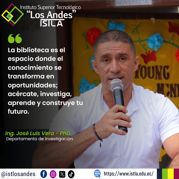 ISTLOSANDES's tweet photo. Desde el Instituto Superior Tecnológico “Los Andes” – ISTLA, les extendemos una atenta invitación a visitar nuestra Biblioteca  Institucional, un espacio pensado para fortalecer el proceso de aprendizaje , la investigación académica  y el desarrollo personal. https://t.co/KUvtzesz2I