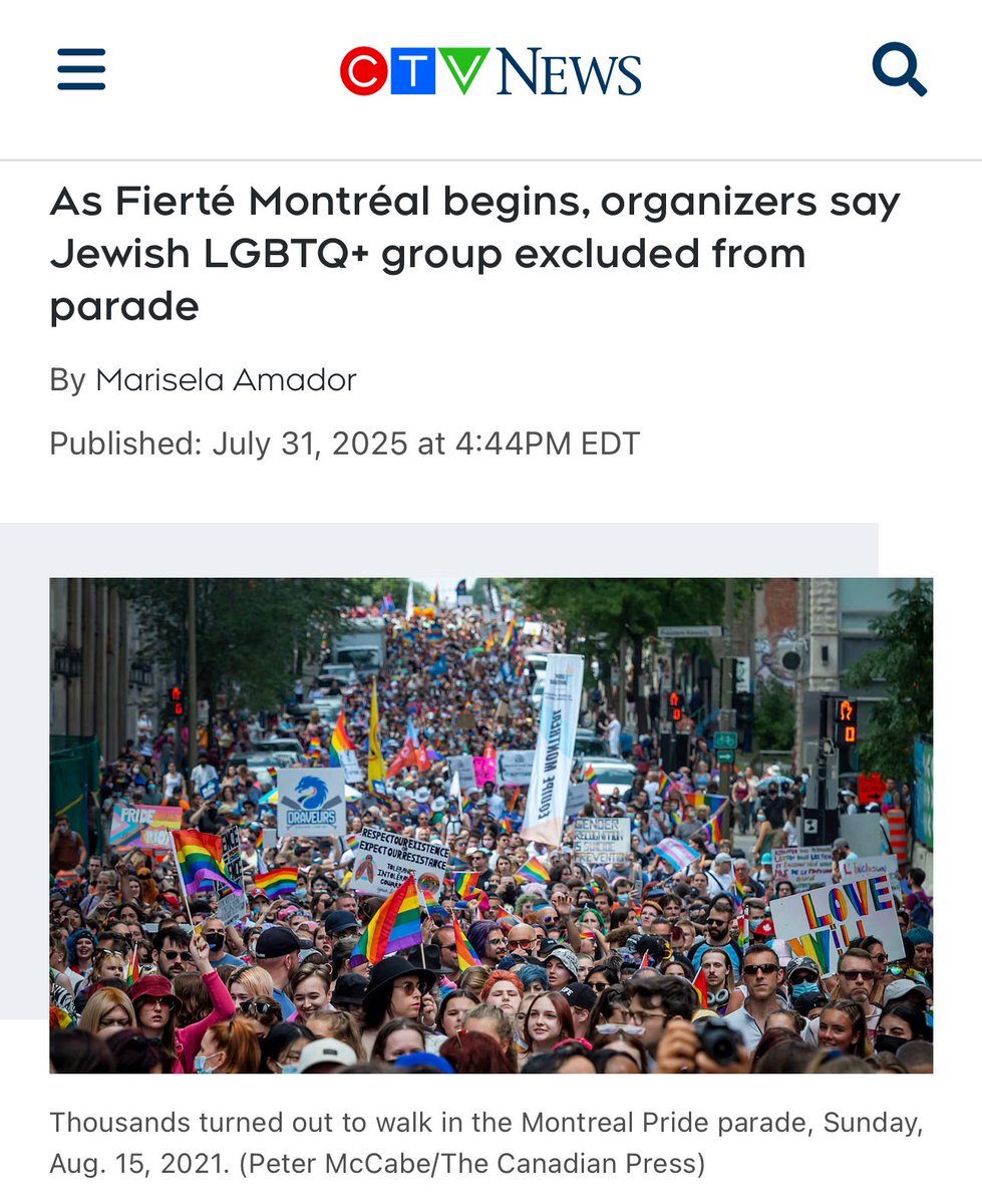 Leviathan (@l3v1at4an) on Twitter photo No Jews allowed at Montreal Pride this year organized by <a href="/FierteMTLPride/">Fierté MTL Pride</a>
<a href="/TheLeoTerrell/">LeoTerrell</a> sounds like Canada needs some punishment for human rights violations <a href="/StopAntisemites/">StopAntisemitism</a> No Jews allowed at Montreal Pride this year organized by <a href="/FierteMTLPride/">Fierté MTL Pride</a>
<a href="/TheLeoTerrell/">LeoTerrell</a> sounds like Canada needs some punishment for human rights violations <a href="/StopAntisemites/">StopAntisemitism</a>
