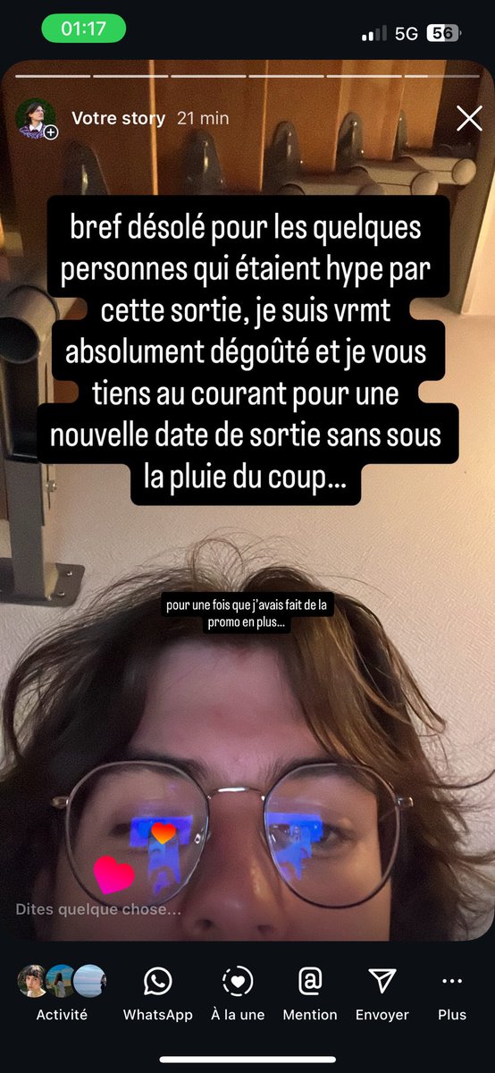 je suis vrmt désolé pour tout ceux qui voulaient l’écouter mais « MR. SINGE » ne sortira malheureusement pas ce soir…