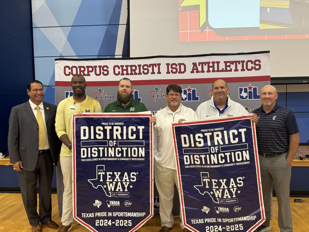 Congratulations to our CCISD coaches! 
Our district has been honored with the District of Distinction Award a prestigious recognition given to only 19 districts in the entire State! 
<a href="/CCISD/">CCISD</a>, our coaches embody and implement The Texas Way in everything they do and it shows.