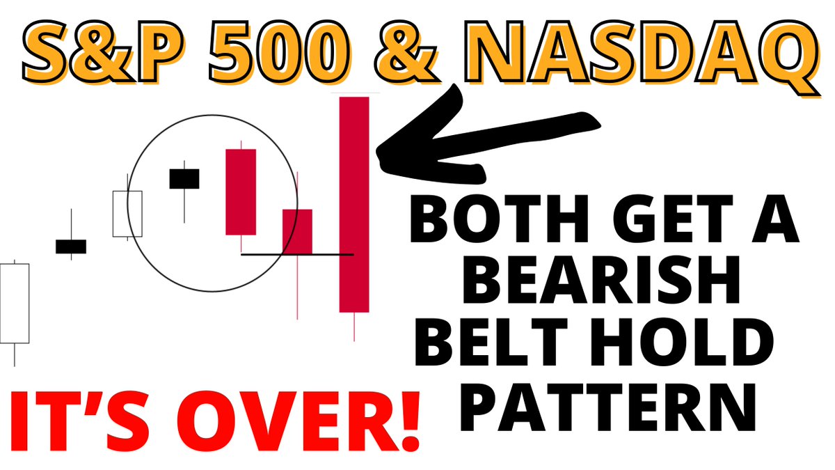 .
IT'S OVER!   THE TOP IS IN!

I'M CALLING ANOTHER S&amp;P 500 TOP TODAY
AFTER TUESDAY'S PEAK FAILED TO HOLD
THIS IS MY SECOND ATTEMPT TO CALL A TOP

Both the S&amp;P 500 &amp; NASDAQ 100 Get Bearish Belt Hold Reversal Candles

Stock Market Video Here
youtube.com/watch?v=5cRklG…

$SPX $SPY