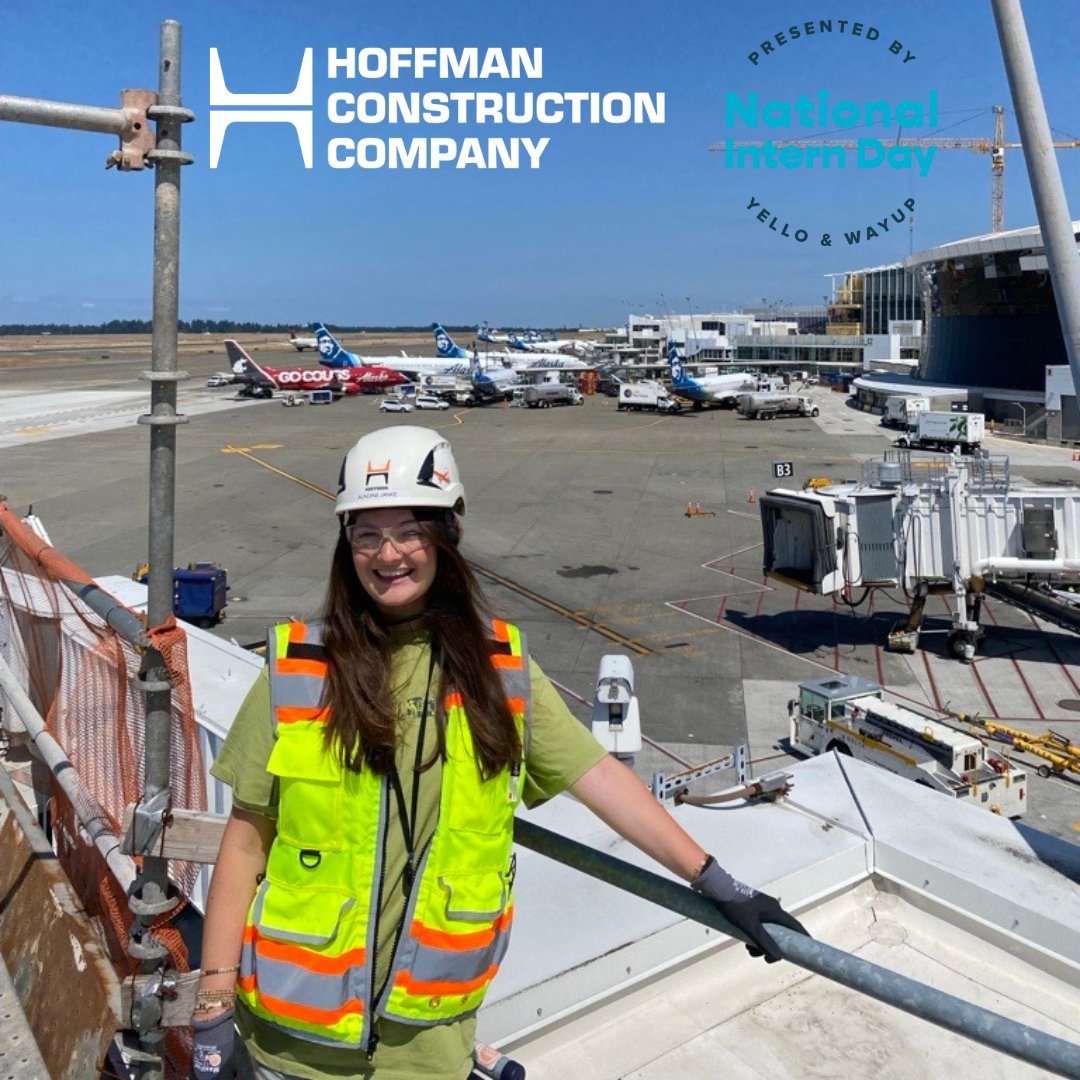 Aundine, a project engineer intern studying Construction Management at @wsupullman is working at Sea-Tac on the International Arrivals Facility project. If you look closely, that’s a WSU-branded plane photobomb in the background.

#NationalInternDay #NID #HoffmanBuilds #GoCougs