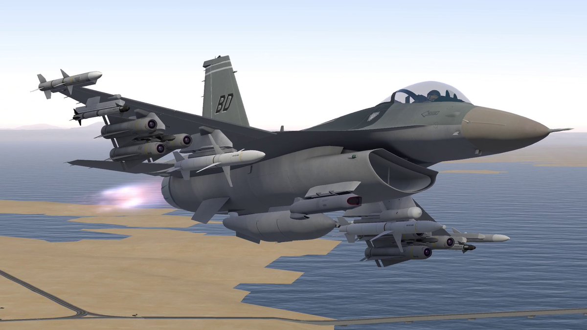 SkywardFM's tweet image. The recent test session of our next VTOL VR mission focused on the F-16 mod. A three ship of Vipers took the enemy to task with every weapon it could carry. #flightsim #VR #VTOLVR