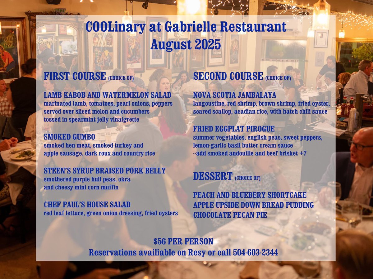 COOLinary begins tomorrow and will run the entire month of August! Book your reservations on <a href="/resy/">Resy</a> or call us at 504-603-2344

and don't forget about Happy Hour!! #COOLinary #HappyHour #fog
