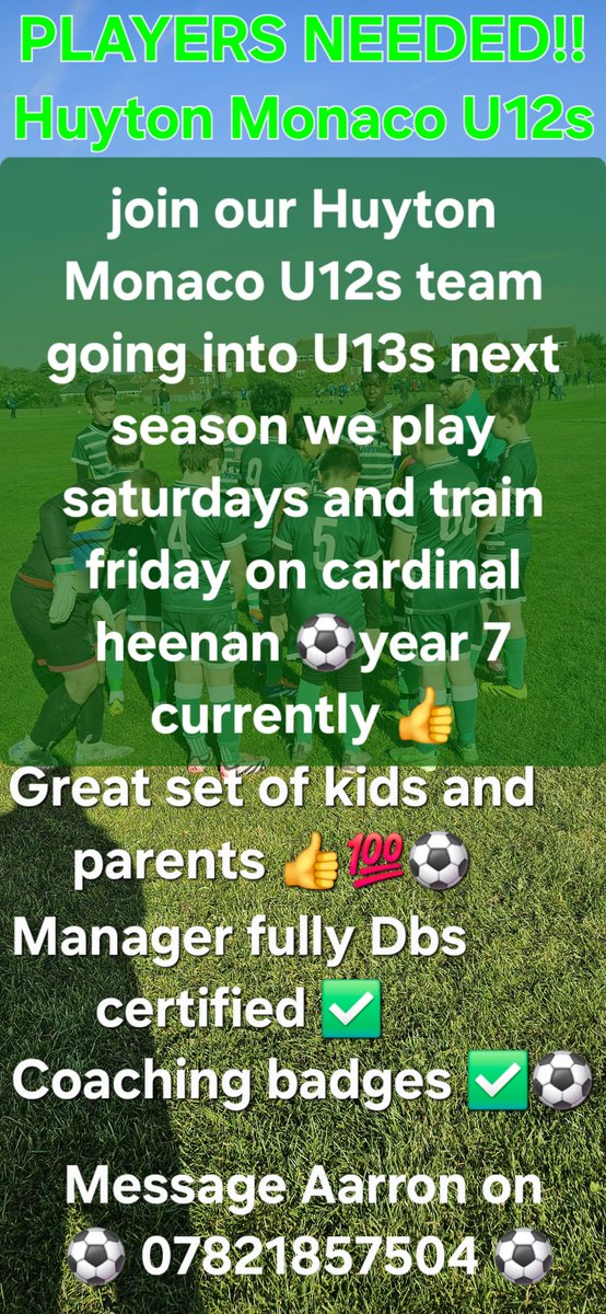 Our u13 in sept, playing Saturdays.
11 aside and looking for new players.  Please RT