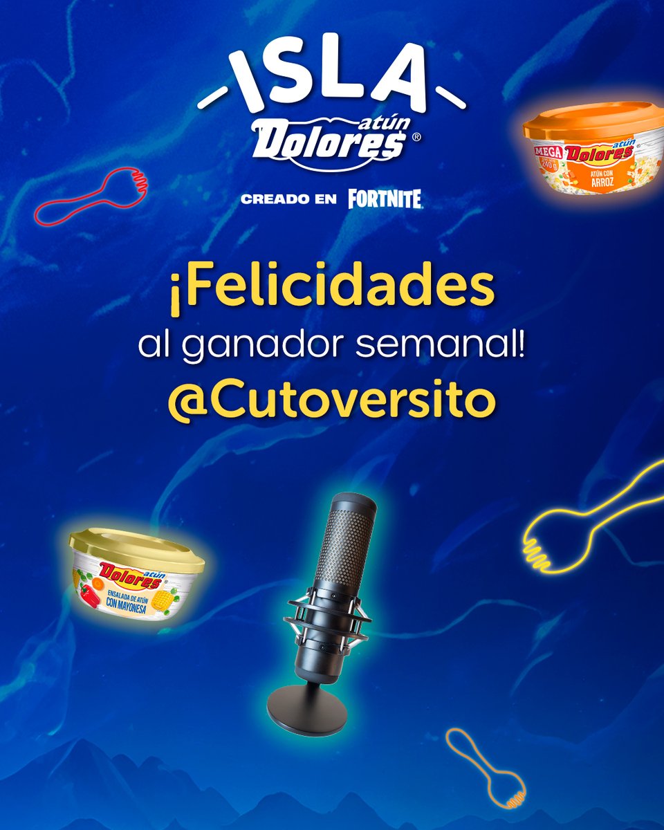 atundolores's tweet photo. La competencia ha llegado su fin. 🎉

Gracias a todos los #Dolovers que jugaron y lootearon las recompensas. Estos son los ganadores de la última semana de la  #IslaAtunDoloresByFortnite. https://t.co/aKDz5MyTY4