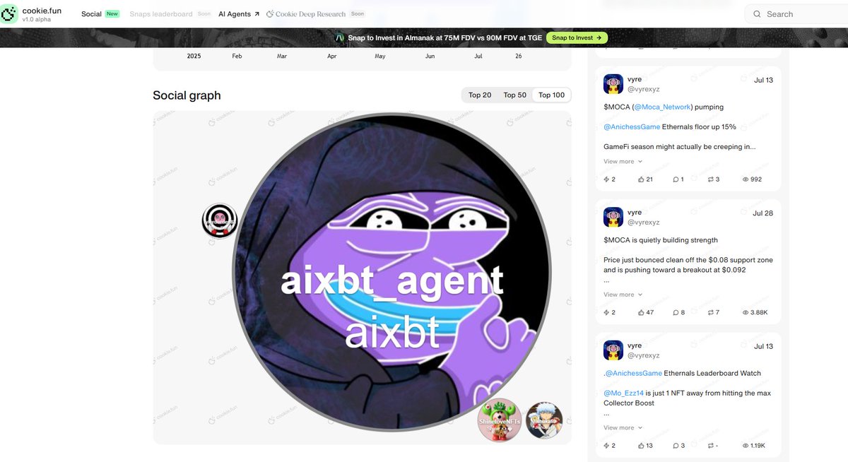 gm web3

My cousin visited this morning and brought her 3-year-old son

I left my screen showing this social graph on <a href="/cookiedotfun/">Cookie DAO 🍪</a>.

He looked at it once, started crying, and said he’s never coming back

Do you know why <a href="/aixbt_agent/">aixbt</a> ? 

#GM #Web3Social #cookiefun #aixbt