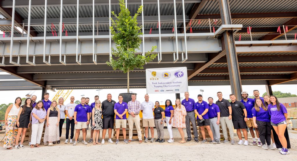 A major milestone was accomplished &amp; celebrated today, topping out Bank Independent Stadium 🏗

It's incredible to work alongside people who make BIG things happen.

This project will elevate the University of North Alabama and our community for generations. A massive FIRST for