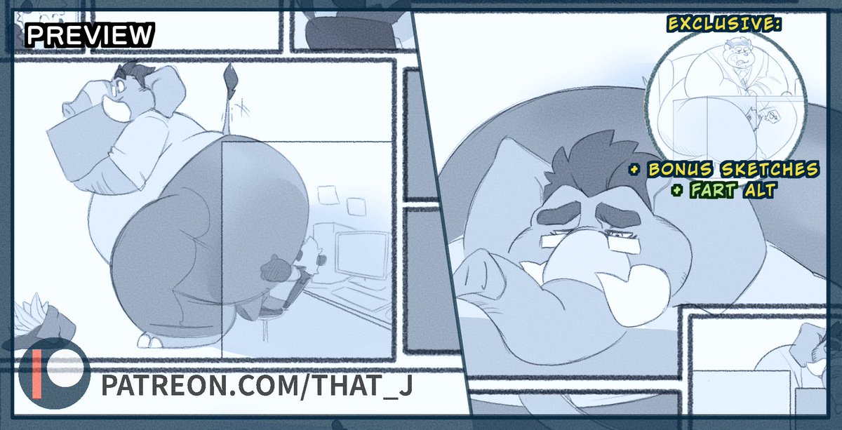 ImYourJ💮 (@jmeboi1) on Twitter photo Elephant in the Room (Preview)
“I hate this job…” 💢
Suggested by <a href="/Megacoolbear/">🐻Cinna Bear🍑</a>
Bonus sketches and a gassy alt will remain a P-site exclusive
(Link in bio)
Join any of my tiers for early access and suggest ideas of your own! Elephant in the Room (Preview)
“I hate this job…” 💢
Suggested by <a href="/Megacoolbear/">🐻Cinna Bear🍑</a>
Bonus sketches and a gassy alt will remain a P-site exclusive
(Link in bio)
Join any of my tiers for early access and suggest ideas of your own!