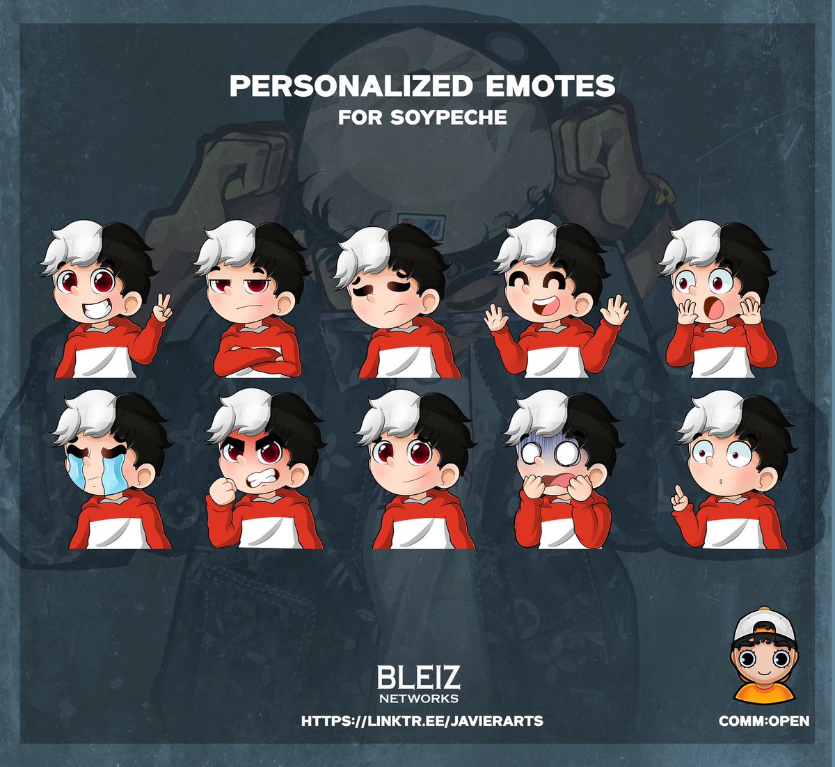 PERSONALIZED EMOTES PACK 📝

FOR <a href="/SoyPecheGg/">SoyPeche_gg</a> 📢

PROMOTIONS AND EXCELLENT PRICES! 💸

RT AND FAV IS APPRECIATED TO MAKE MY WORK MORE KNOWN! 💟

#twitch #kick #kickemotes #kickstreaming #twitchlivestream #emotes #artist