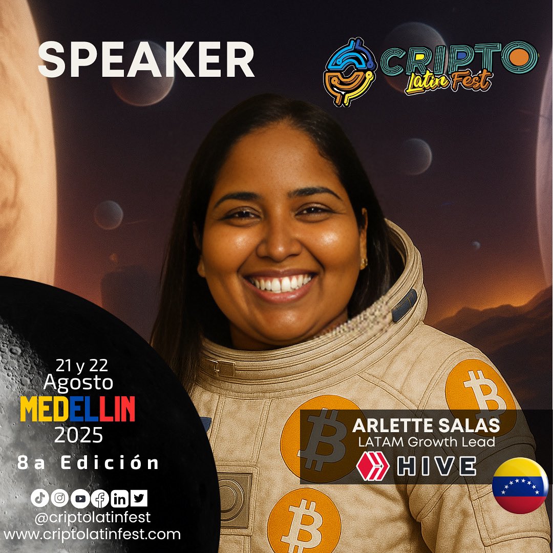 🌌🚀✨ ¡El Cripto Latin Fest 2025 sigue sumando mentes brillantes que nos impulsan directo a la luna! 🌙🪐👩‍🚀

Nos emociona anunciar que <a href="/arlettemsalase/">Arlette Salas ⚡</a> se une como speaker en nuestra octava edición en Medellín 🔥

💡 LATAM Growth Lead en Hive, Arlette es una líder apasionada por