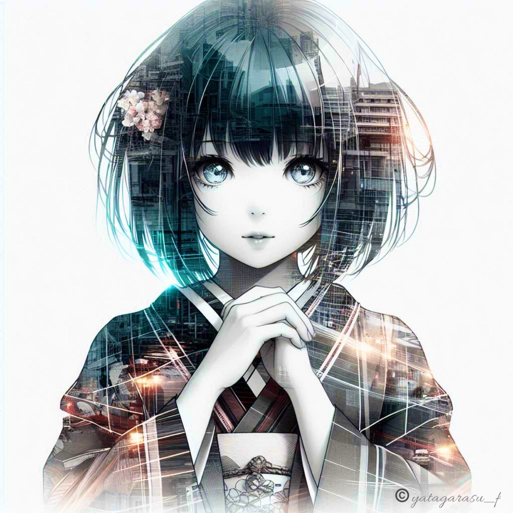 手描きイラスト 夜明けに美しいあなたを求めて オリジナル 明け