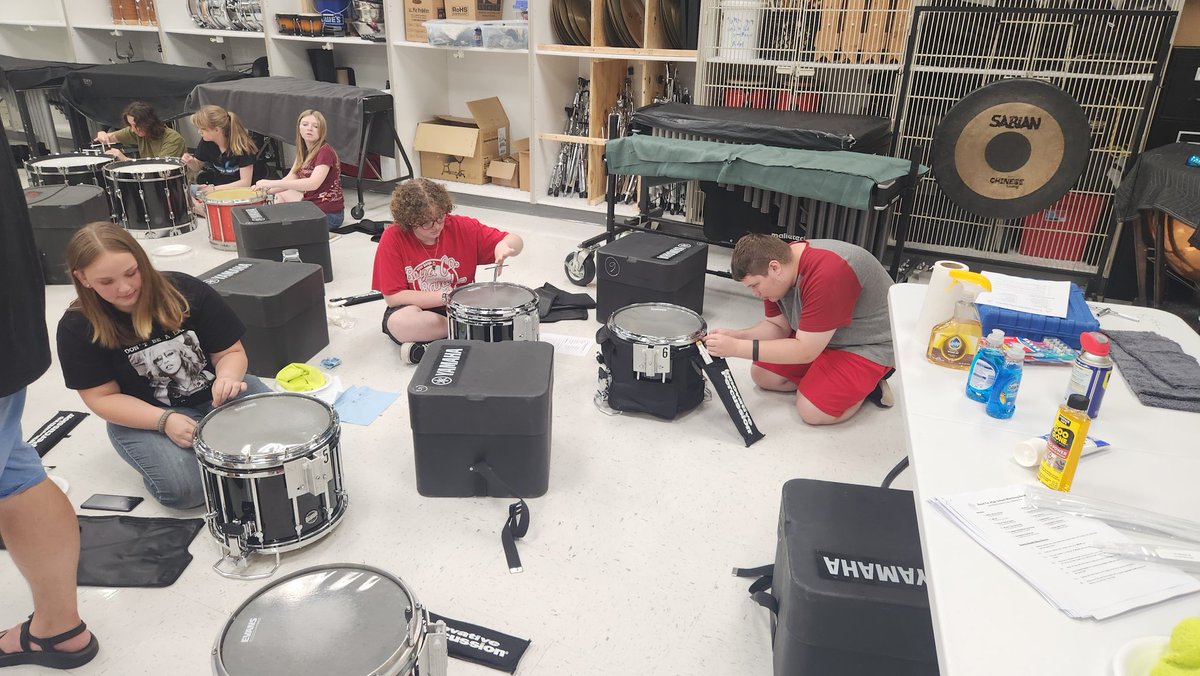 BCHS_Mr_J's tweet photo. Mega thank you to these fantastic kiddos thst came out help with drum maintenance as we prep for the upcoming season! #bestbandintheland https://t.co/HMvvXXgQXT