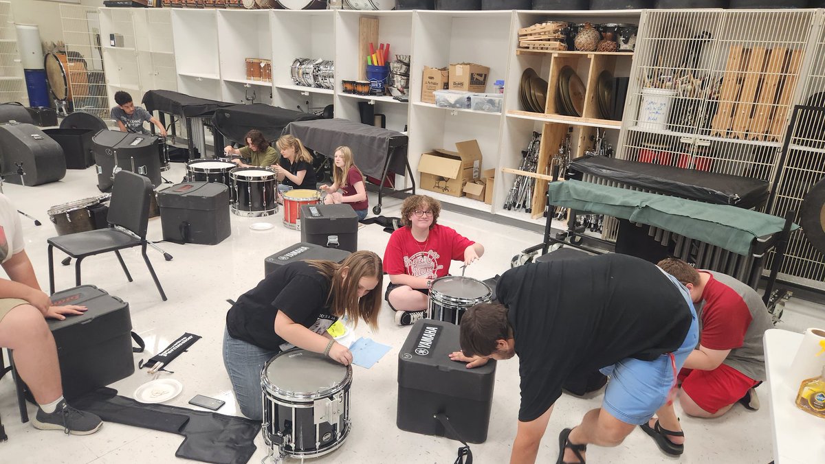 BCHS_Mr_J's tweet photo. Mega thank you to these fantastic kiddos thst came out help with drum maintenance as we prep for the upcoming season! #bestbandintheland https://t.co/HMvvXXgQXT