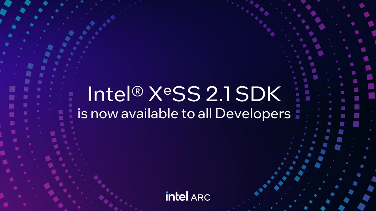 IntelSoftware's tweet image. Intel® XeSS 2 is now supported on other vendors GPUs! Developers can offer AI-based frame generation with low-latency technology to many more gamers by using the updated XeSS 2.1 SDK available today. 
Link: intel.ly/4lWEJVS