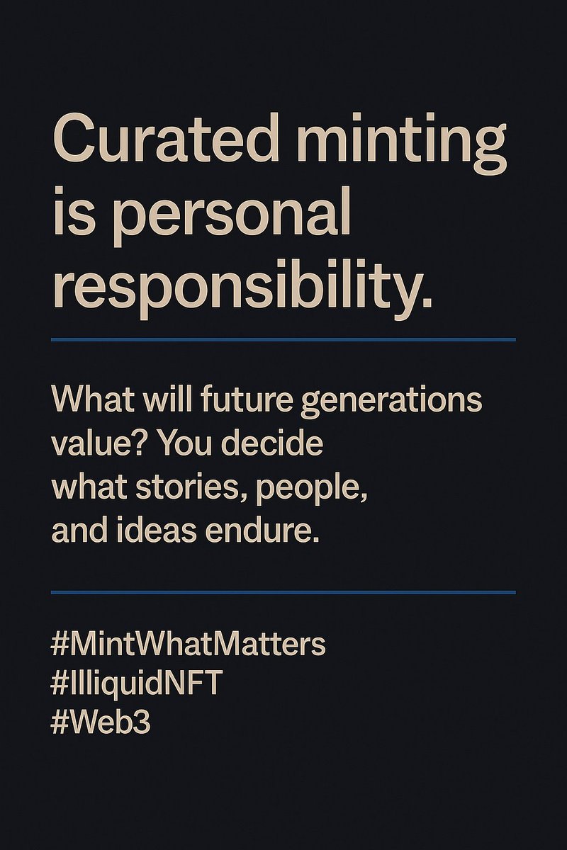 Metefurkanozkk's tweet image. @Illiquid_nft

Curation is the new creation.
In IlliquidNFT, value isn’t minted — it’s surfaced.
You don’t need to be an artist or dev — just someone who notices what matters.

Be the signal booster of ideas that deserve to rise.
Tag. Curate. Elevate.

#IlliquidNFT #NFTCuration…