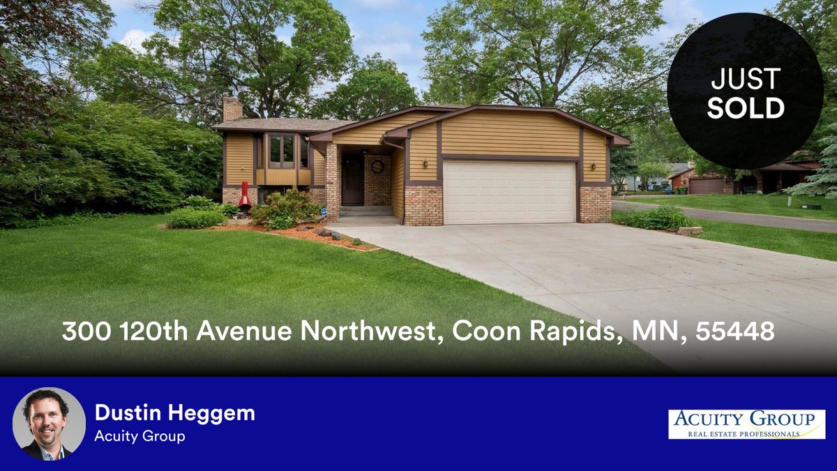 🛌 3 🛀 2 🚘 2
📍 300 120th Avenue Northwest, Coon Rapids, MN, 55448

My latest sale on RateMyAgent.
Real Estate Broker 40218960
rma.reviews/7uqc941rq0b6

...
#ratemyagent #realestate #Acuity_Group