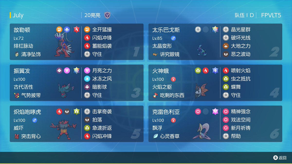 Finished July battle stadium at rank 26 and rank 41. Not my best finish but glad that I am able to put up a new team that’s not modification of popular archetypes. Specs pagos is fun:)

pokepast.es/191f9943671504…