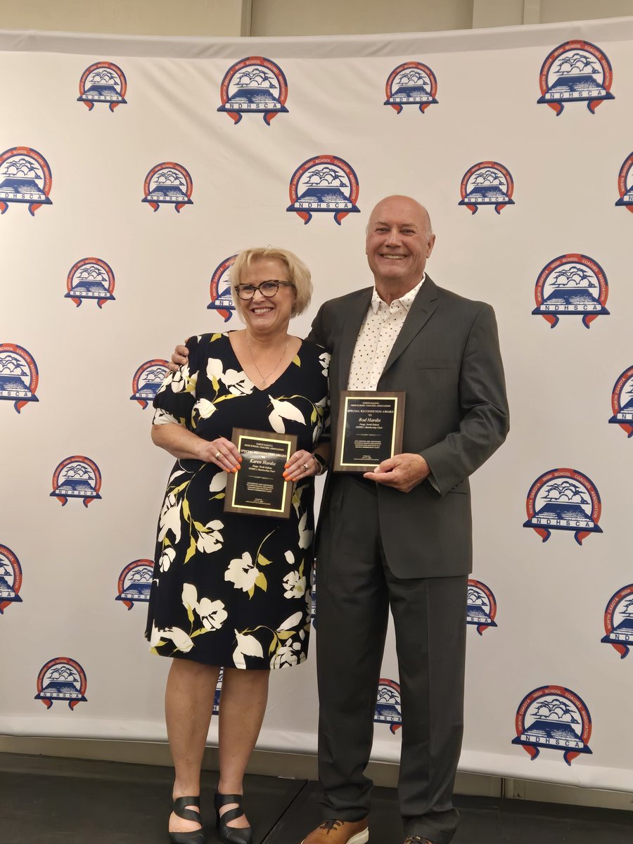 NDHSCA1's tweet photo. Former NDHSCA Membership chairs Karen &amp; Rod Hardie of Fargo were recipients of the NDHSCA Special Recognition awards. Thank you Karen &amp; Rod for all of years of service to the NDHSCA! https://t.co/rB2oIuPiH7