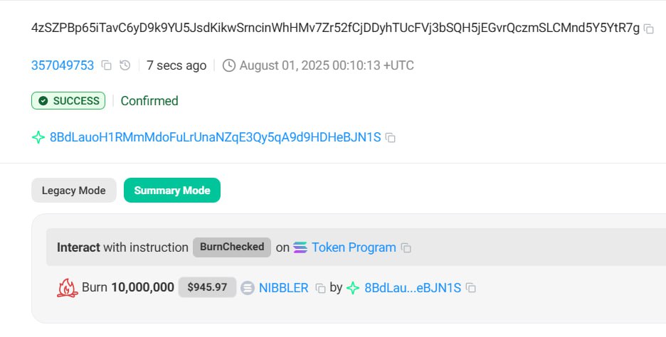 BURNT 1% FOR YOU FOLKS!

$NIBBLER ON TOP!