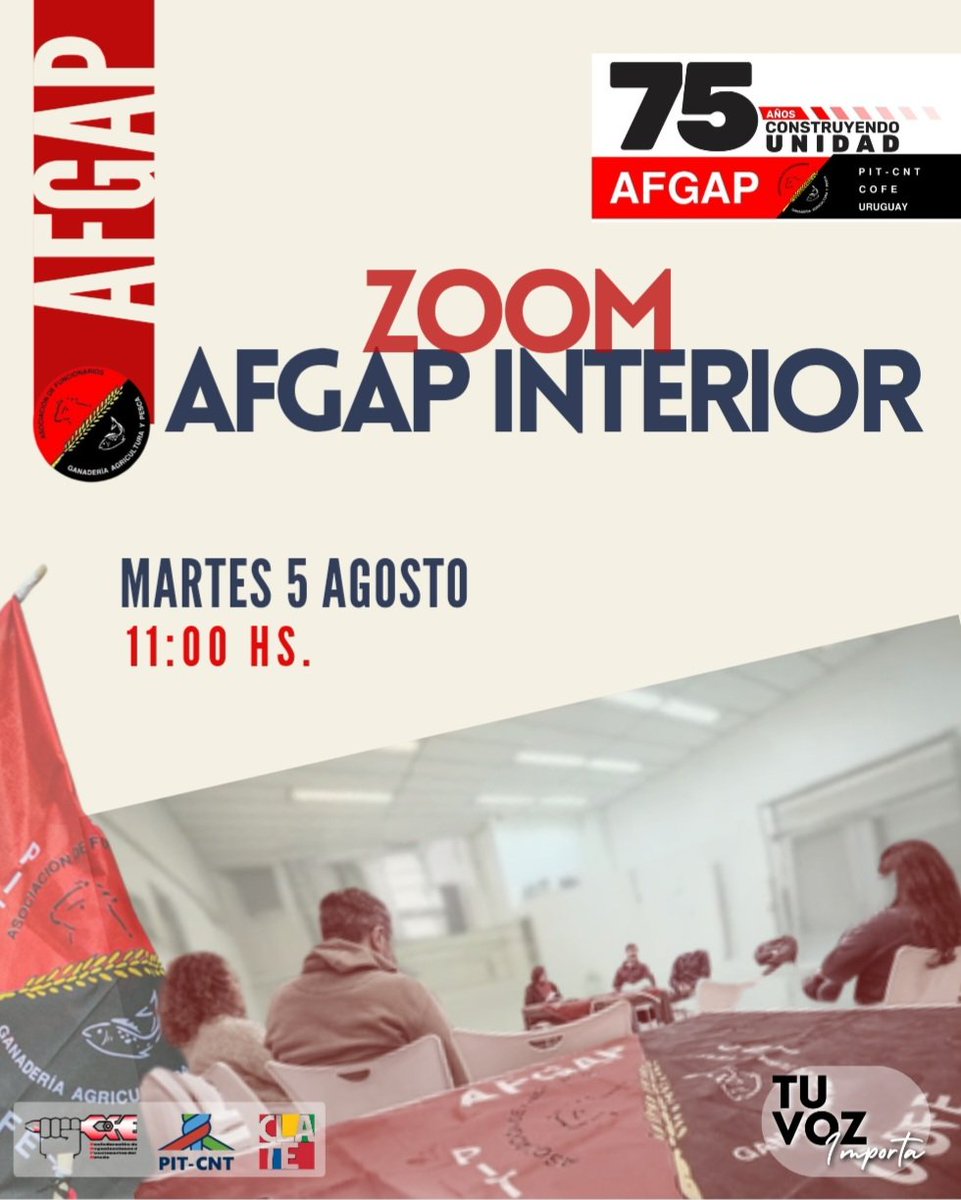 En el marco de las recorridas que venimos realizando por todo el país en relación a la discusión del Presupuesto Nacional 2025, este martes 5 de agosto a las 11:00 hs. estaremos realizando un nuevo Zoom AFGAP Interior.