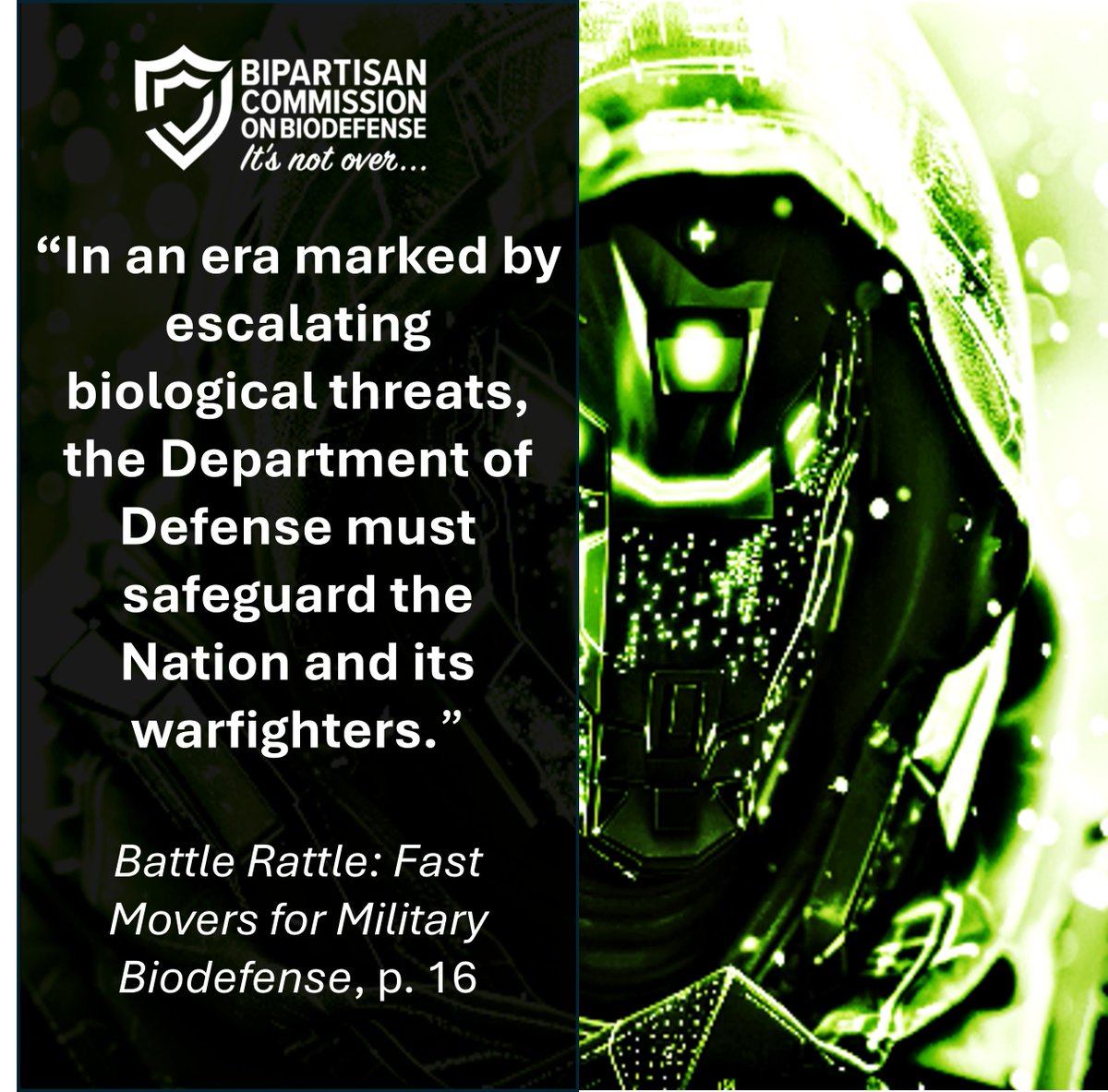 Biological events that affect national security could severely compromise defense assets and readiness. For recommendations on how to get our warfighters the battle rattle they need to reduce biological risk, see: biodefensecommission.org/reports/battle…