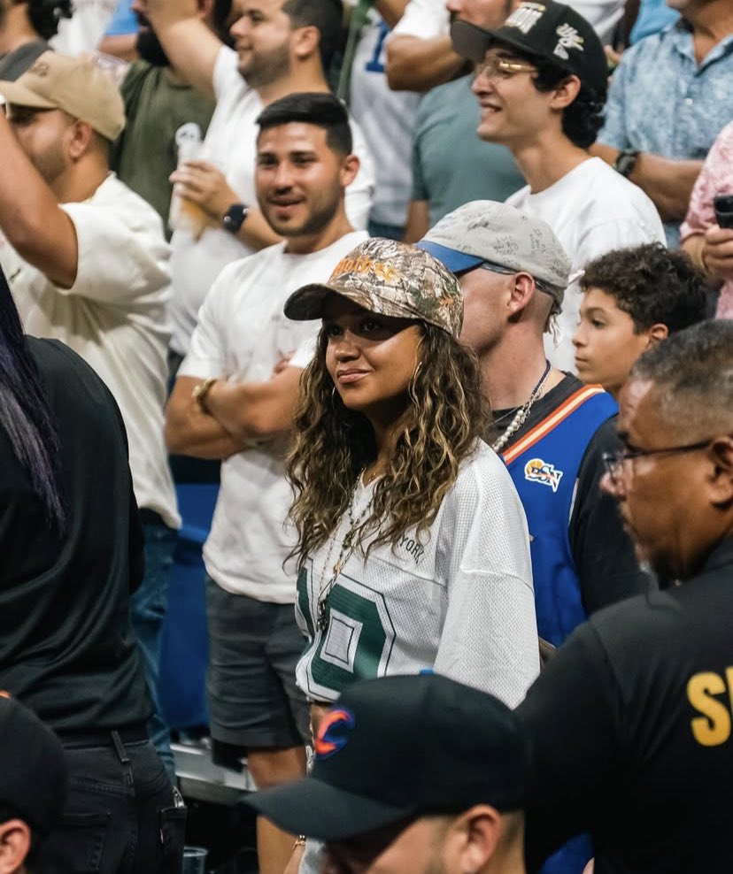 Madison Bailey today at a basketball game in Puerto Rico