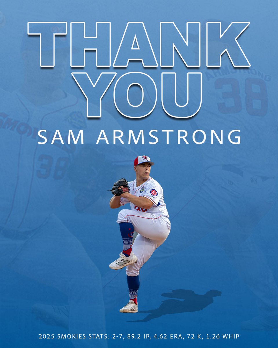 Thank you, Sam Armstrong for your time in Kodak and Knoxville with the Smokies! We wish you the best of luck with the Twins organization.
