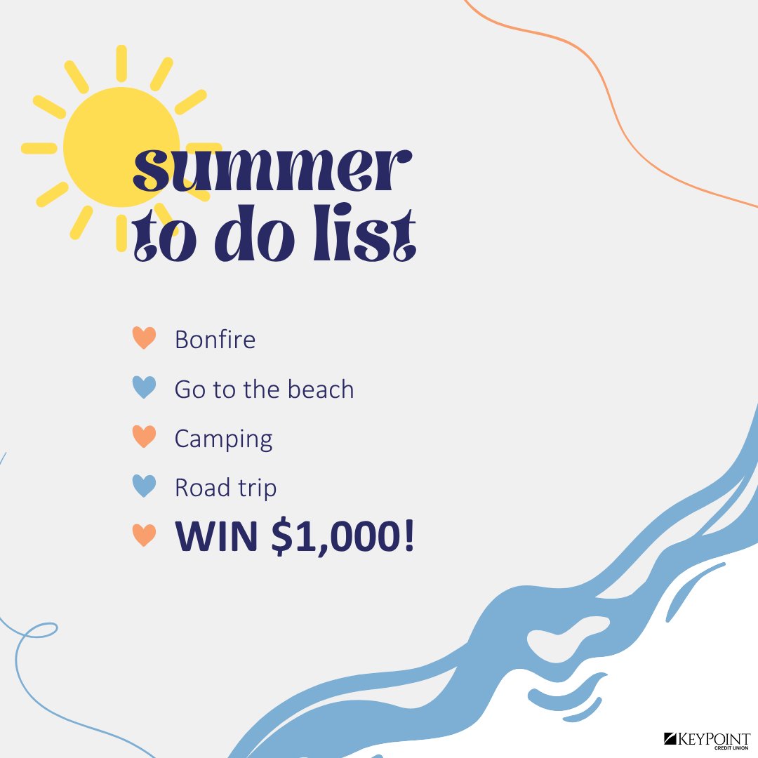 KeyPointCU's tweet image. Summer fun is even sweeter with a sweepstakes. Use your KeyPoint Debit Card anywhere, anytime this summer, and you're automatically entered to win $1,000! Sweepstakes ends soon, live your summer to the fullest with KeyPoint! #KeyPointCreditUnion #kpcu