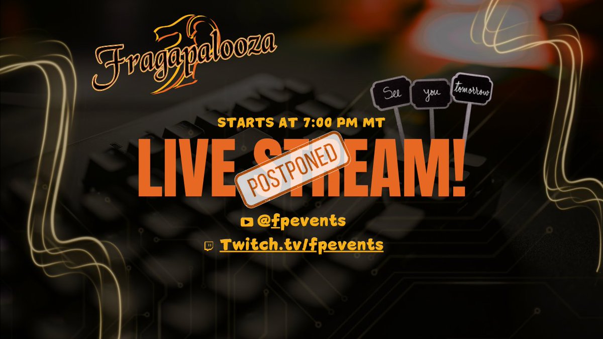 Sorry for the last minute but no Stream tonight! Instead @daenerysden and <a href="/fedoragal/">fedora</a> will be back tomorrow night at 7pm MT for some Fiction, of the Split Variety! See you then!

#fragapalooza #fpevents #fragapalooza2025