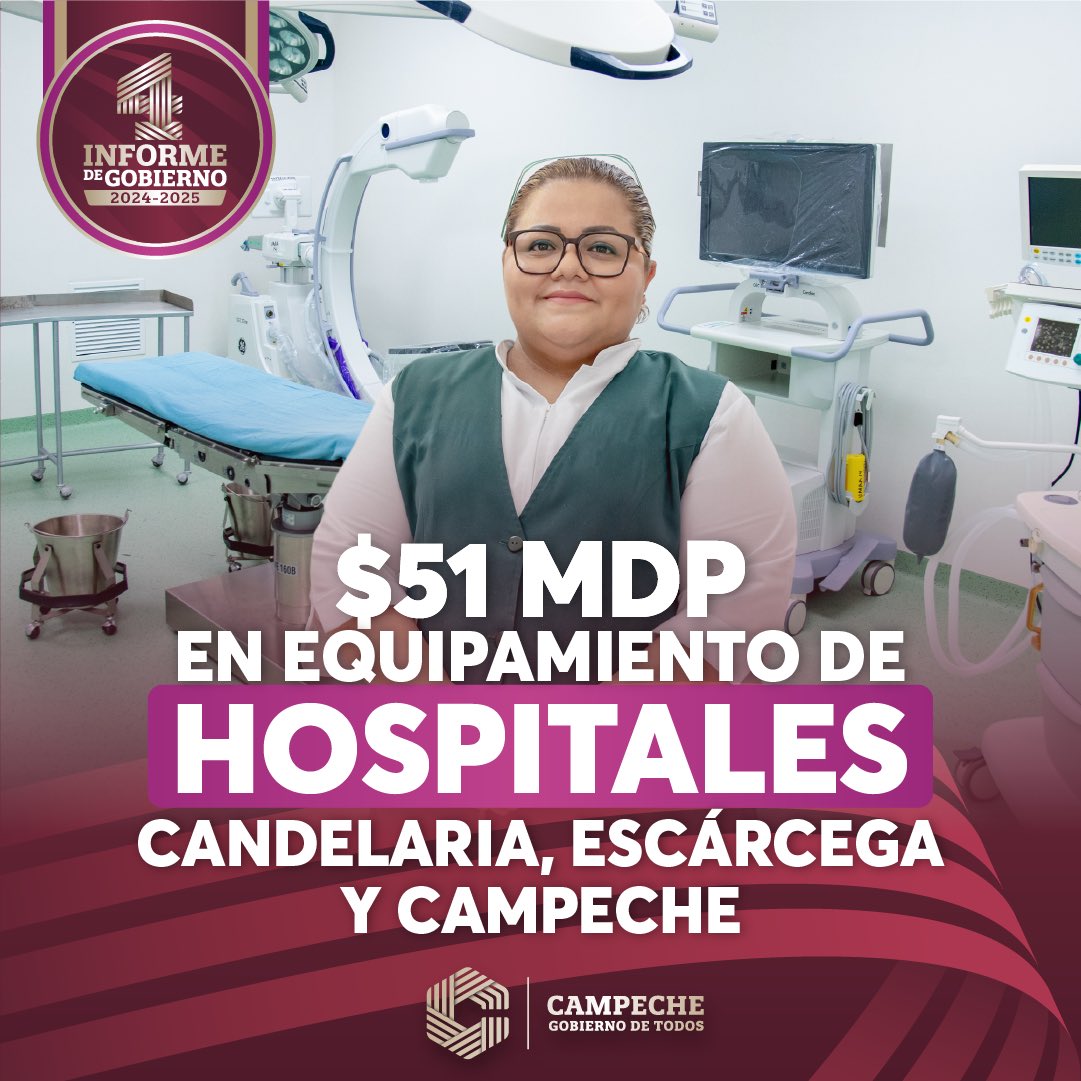 La salud es prioridad.

Invertimos 51 millones de pesos en el equipamiento de hospitales en Candelaria, Escárcega y Campeche, fortaleciendo la capacidad de atención médica y dignificando los espacios donde se cuidan vidas.

#Layda4Informe