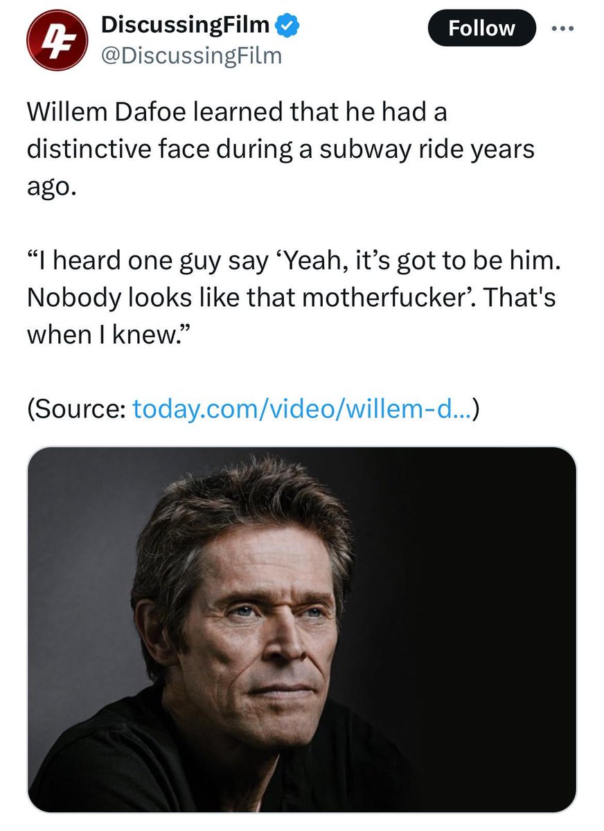 Willem Dafoe. Abe Lincoln.

It's true.