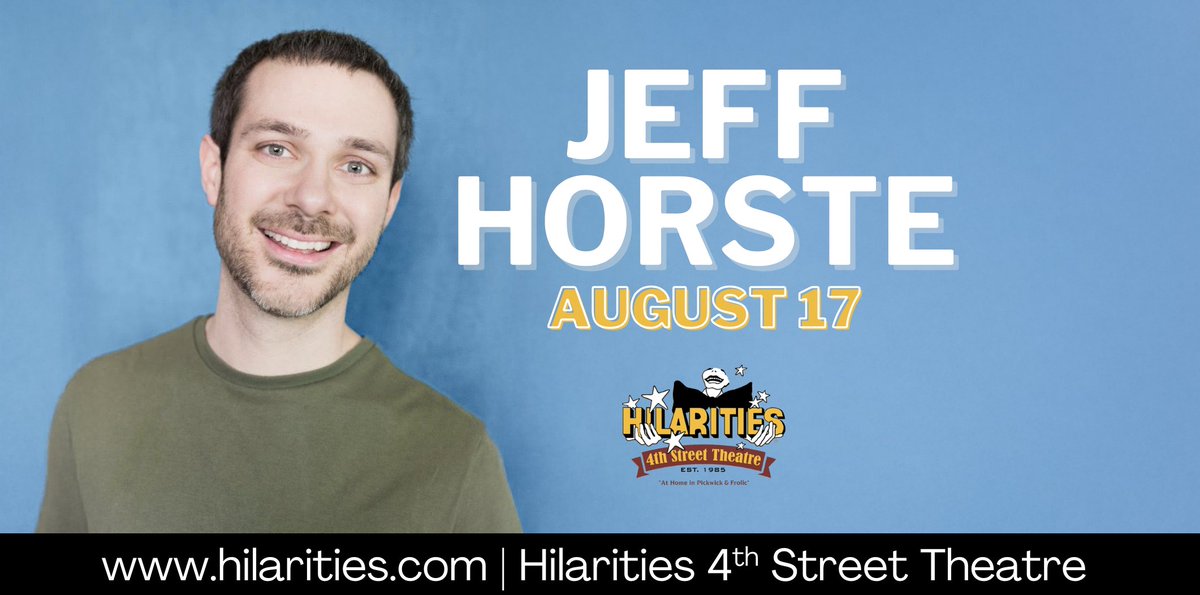 Pickwick & Frolic/ Hilarities 4th Street Theatre (@hilarities) on Twitter photo 🚨JUST ANNOUNCED🚨
<a href="/jeffhorste/">Jeff Horste</a> will be at Pickwick & Frolic on Sunday, August 17th!
🎟: hilarities.com/shows/329364 🚨JUST ANNOUNCED🚨
<a href="/jeffhorste/">Jeff Horste</a> will be at Pickwick & Frolic on Sunday, August 17th!
🎟: hilarities.com/shows/329364